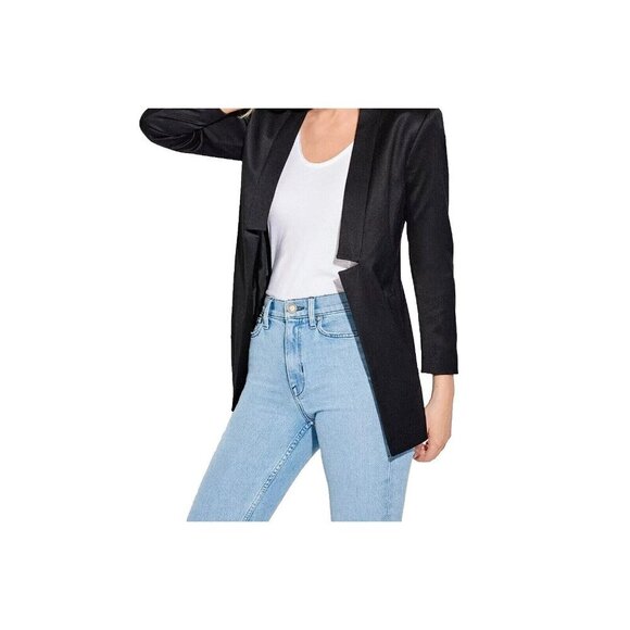 AYR Women's US4 Black The Coup Blazer Cut Out Wool Coat Open Tailored Jacket - Picture 2 of 10